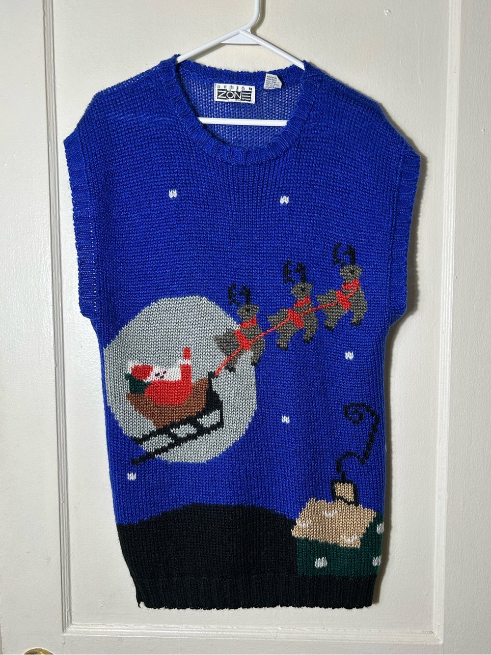 Vintage design zone christmas intarsia knit sweater vest tunic womens M/L